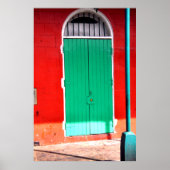 Grüne Tür und rote Mauer, New Orleans Poster (Vorne)