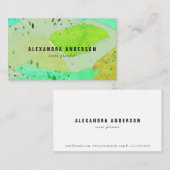 Grüne Türkis Brush Schlaganke Business Card Visitenkarte (Vorne/Hinten)