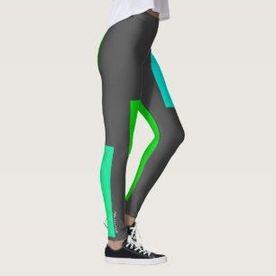 Grüne Türkisblöcke Abstrakte Leggings