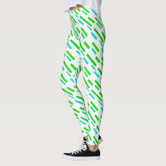 Grüne Türkisblöcke Abstrakte Leggings (Links)