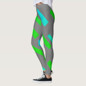 Grüne Türkisblöcke Abstrakte Leggings (Links)