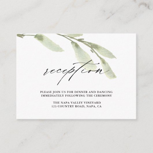 Grüne Twig-Wasserfarbenhochzeit Begleitkarte (Vorderseite)