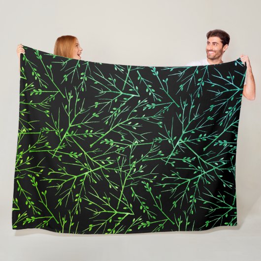 Grüne Twigs auf schwarz Fleecedecke (Beispiel)