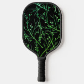 Grüne Twigs auf schwarz Pickleball Schläger (Rückseite)
