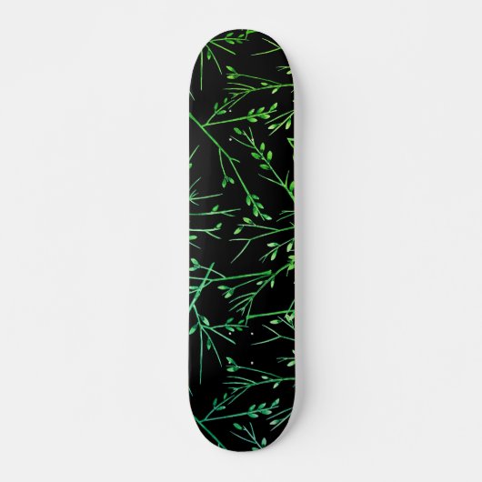 Grüne Twigs auf schwarz Skateboard (Vorne)