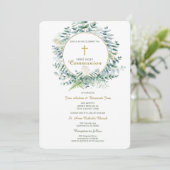 Grüne Twin Kommunion Template Einladung (Stehend Vorderseite)