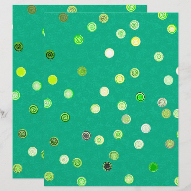 Grüne Twisty-Polka-Dot-Spirale 2-seitiges Schrottp (Vorne/Hinten)
