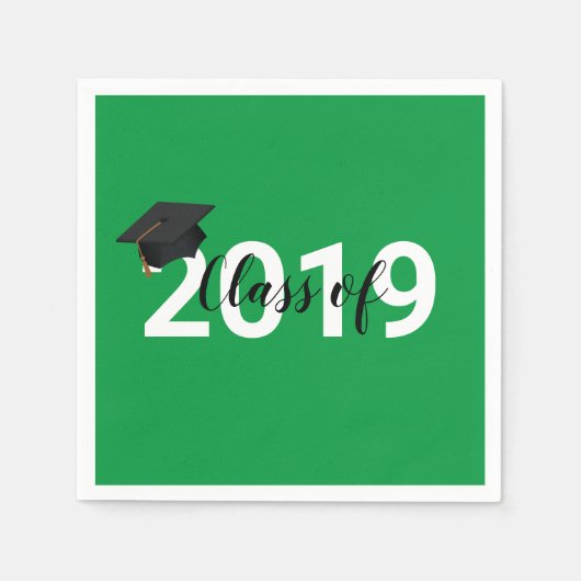 Grüne Typografie-Abschluss-Klasse 2019 Serviette (Vorderseite)
