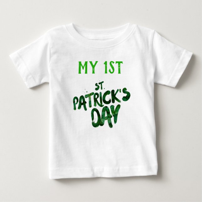 Grüne Typografie am 1. St. Patrick's Day Baby T-shirt (Vorderseite)