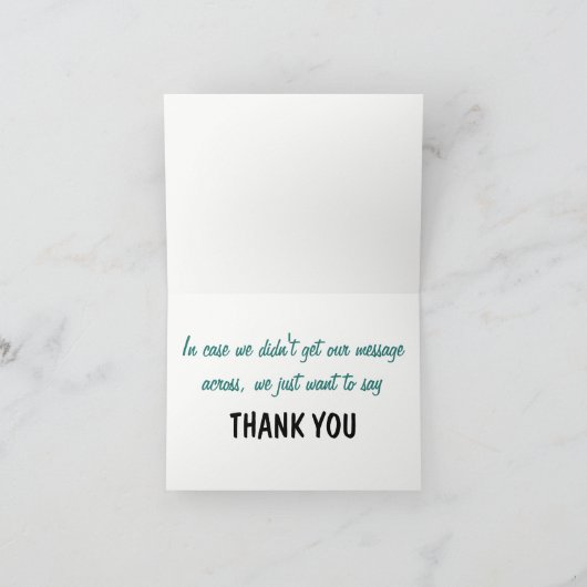 Grüne Typografie-Collage Dankeskarte (Innenseite)