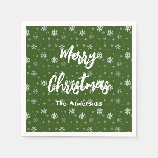 Grüne Typografie Festival Moderne frohe Weihnachte Serviette (Vorderseite)