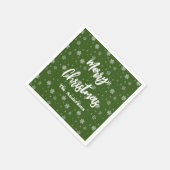 Grüne Typografie Festival Moderne frohe Weihnachte Serviette (Ecke)