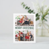 Grüne Typografie Frohe Weihnachten Drei Foto (Stehend Vorderseite)