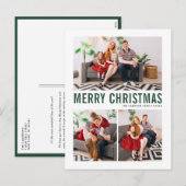Grüne Typografie Frohe Weihnachten Drei Foto (Vorne/Hinten)