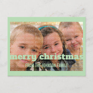 Grüne Typografie Frohe Weihnachts-Foto Postkarte