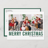 Grüne Typografie Frohe Weihnachtsfotografie Postkarte (Vorne/Hinten)