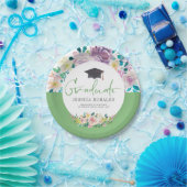 Grüne Typografie Graduate-Summer-Blume Pappteller (Party)