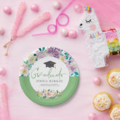 Grüne Typografie Graduate-Summer-Blume Pappteller (Party)
