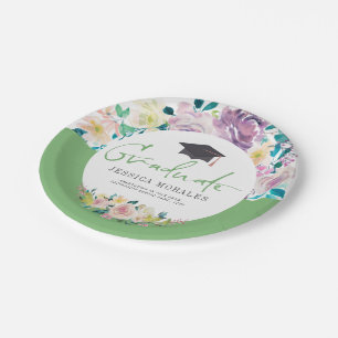 Grüne Typografie Graduate-Summer-Blume Pappteller
