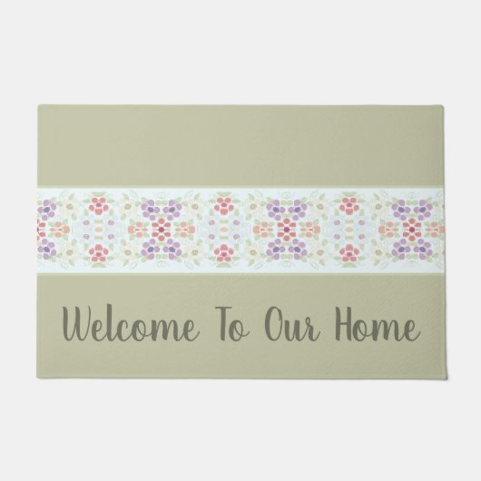 Grüne Typografie mit Pastell-Flora Fußmatte (Vorderseite)
