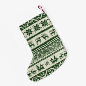 Grüne u. beige hässliche Weihnachtsstrickjacke - Kleiner Weihnachtsstrumpf (Rückseite (Hängend))