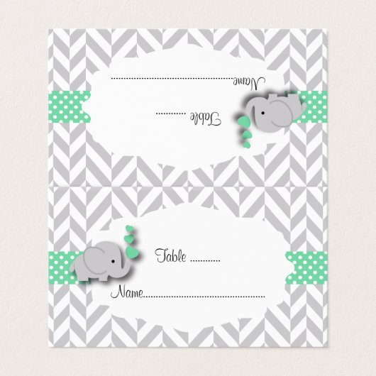 Grüne u. graue Platzkarten der Visitenkarten (Außenseite Aufgefaltet)