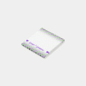 Grüne u. lila Streifen; Quadrate, Diamanten, Post-it Klebezettel (angewinkelt)