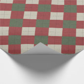 Grüne u. rote festliche Rauten-kariertes Muster Geschenkpapier (Ecke)