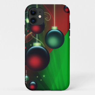 Grüne u. rote Weihnachtsverzierungen iPhone 11 Hülle