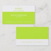Grüne u. weiße monoVisitenkarte Visitenkarte (Vorne/Hinten)