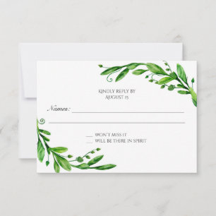 Grüne uAwg. Green Response Card. Gartenhochzeit RSVP Karte