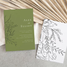 Grüne überfließende Bouquet-Hochzeitseinladung