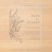 Grüne überfließende Bouquet Wedding Acryleinladungen (Vorderseite)