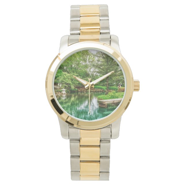 Grüne Überlegungen im Frühjahr Armbanduhr (Vorderseite)