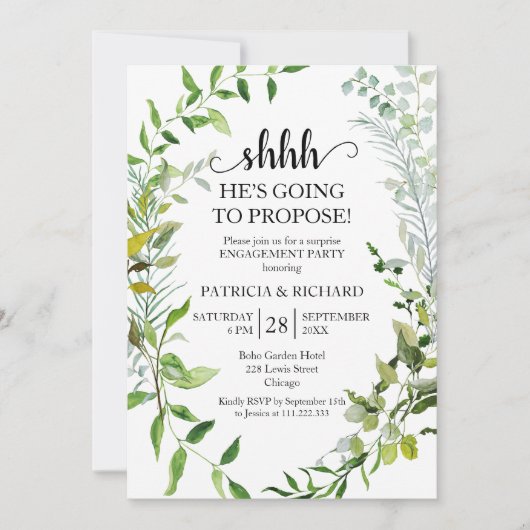 Grüne Überraschungsparty Einladung (Vorderseite)