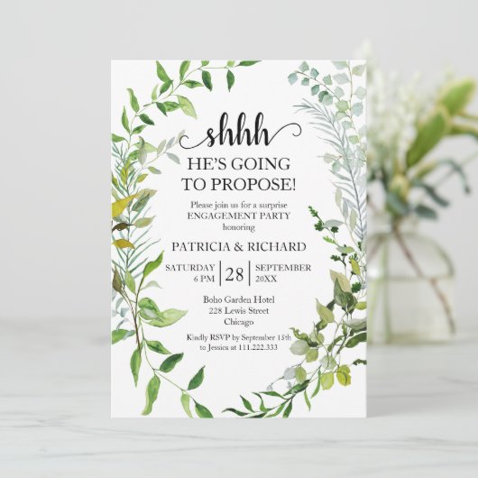 Grüne Überraschungsparty Einladung (Stehend Vorderseite)