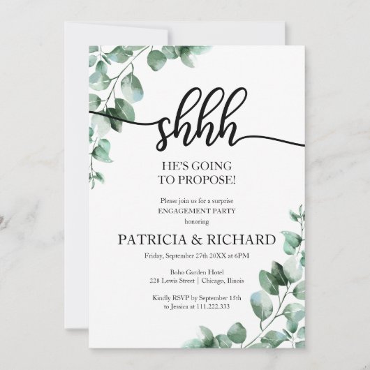 Grüne Überraschungsparty Einladung (Vorderseite)