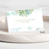 Grüne Umgebung mit blauem und grünem Wasserfarben- Platzkarte