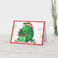 Grüne Umwelt-Weihnachtssankt-Frosch-Karte