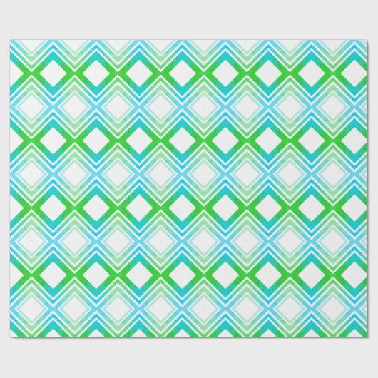 Grüne und Aquamarine Gemusterte Geschenkwrap Geschenkpapier (Flach)