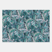 Grüne und Aquamarine Morris-Blätter Geschenkpapier Set (Vorderseite 3)