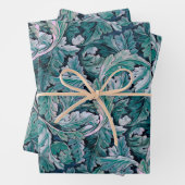 Grüne und Aquamarine Morris-Blätter Geschenkpapier Set (Beispiel)