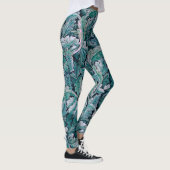 Grüne und Aquamarine Morris-Blätter Leggings (Rechts)