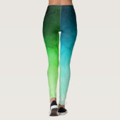 Grüne und Aquamarine Ombré Spandex Leggings (Rückseite)