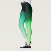 Grüne und Aquamarine Ombré Spandex Leggings (Links)