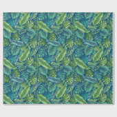 Grüne und Aquamarine tropische Palmen Banana Monst Geschenkpapier (Flach)