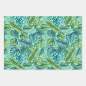 Grüne und Aquamarine tropische Palmen Banana Monst Geschenkpapier Set (Vorderseite 3)