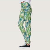 Grüne und Aquamarine tropische Palmen Banana Monst Leggings (Links)