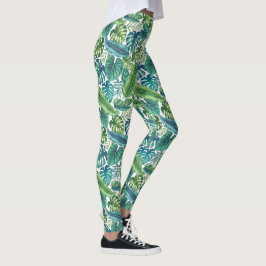 Grüne und Aquamarine tropische Palmen Banana Monst Leggings