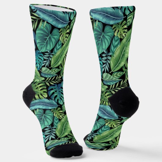 Grüne und Aquamarine tropische Palmen Banana Monst Socken (Gewinkelt)